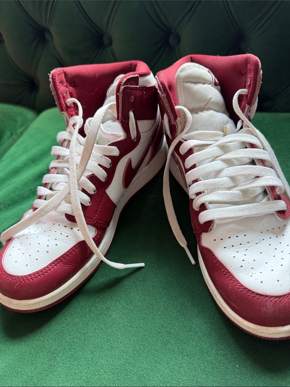 White and Red High-Top Sneakers